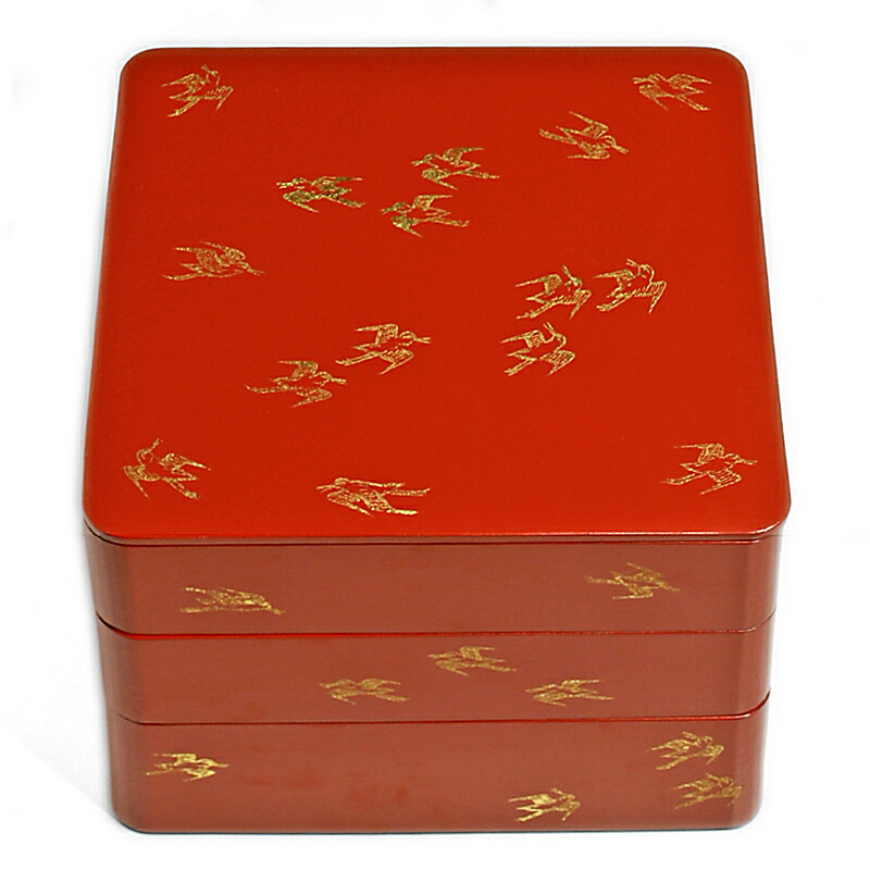 楽天市場】漆器・一閑張：千鳥箔絵三段重・藤井収・山本哲《重箱・3段