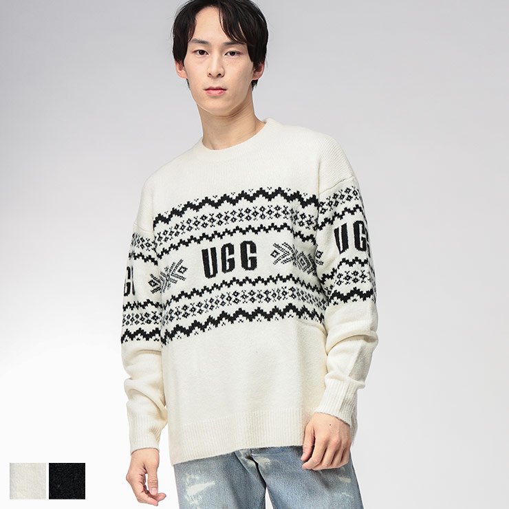楽天市場】アグ ニット メンズ UGG ロゴ ライン クルーネック ウール