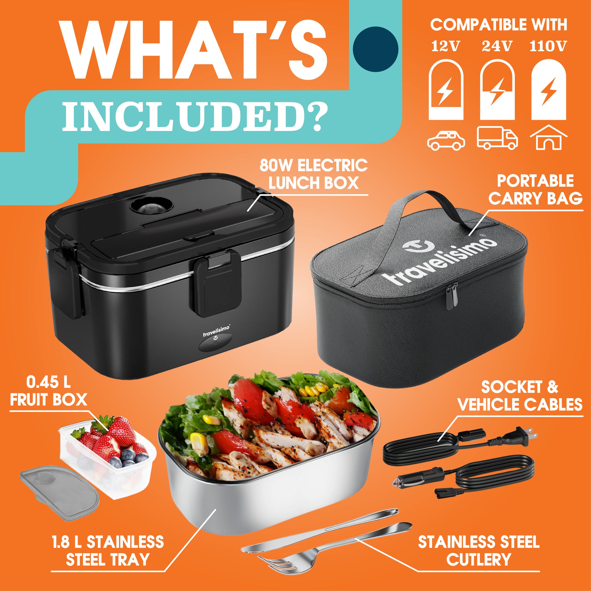 Napoli Electric Lunch Box + Carry Bag - Black
