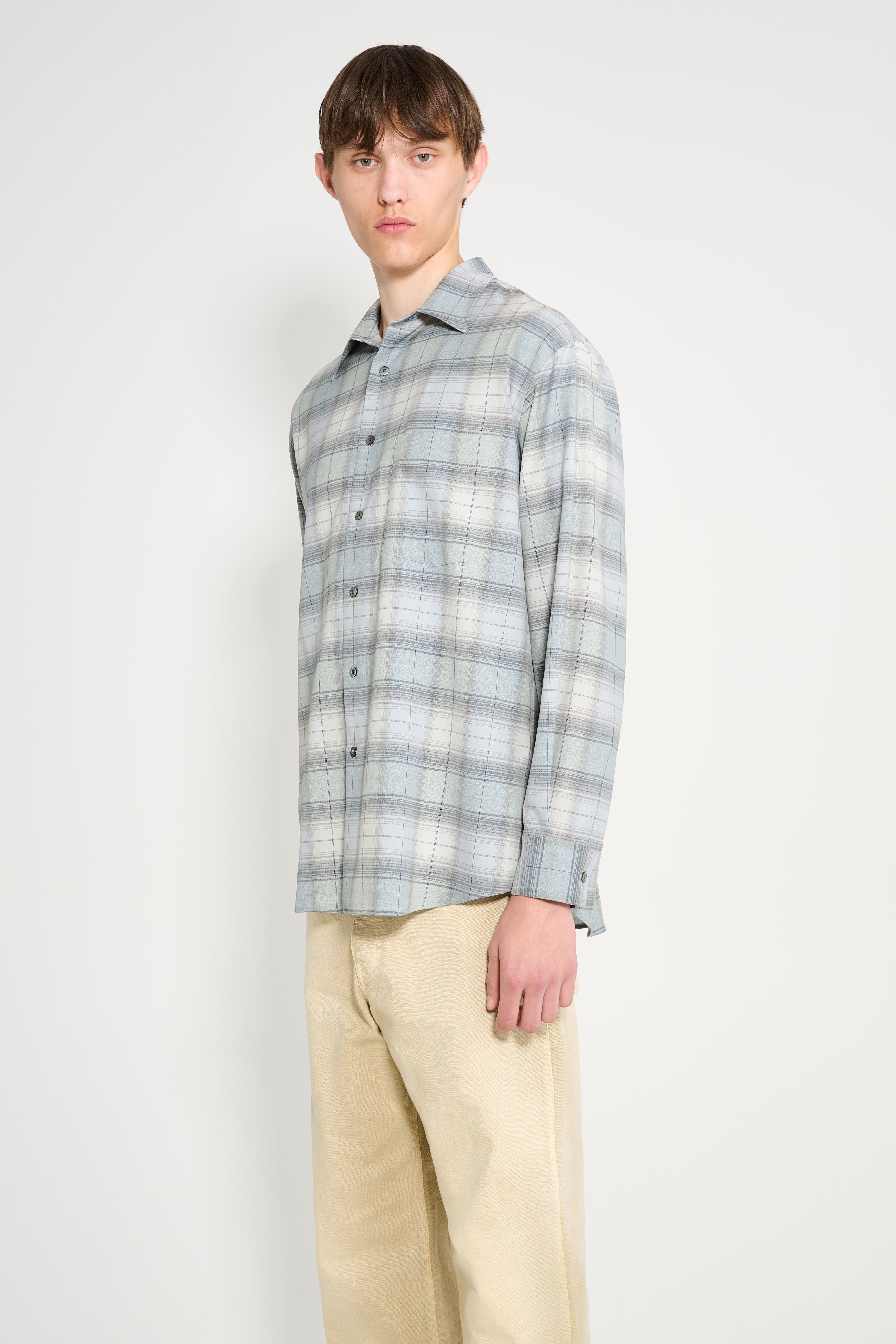 Auralee Super Light Wool Check Shirt Blue Green Check – Très Bien