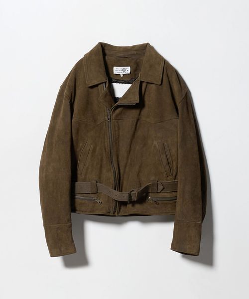 MM6 Maison Margiela＞スエード ライダースジャケット