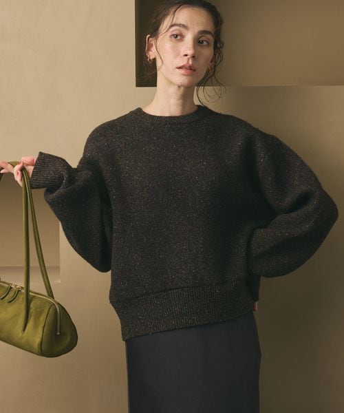 ウールブレンド シルクネップ ニットプルオーバー