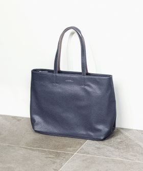 シボ レザーライク ジップ トート バッグ