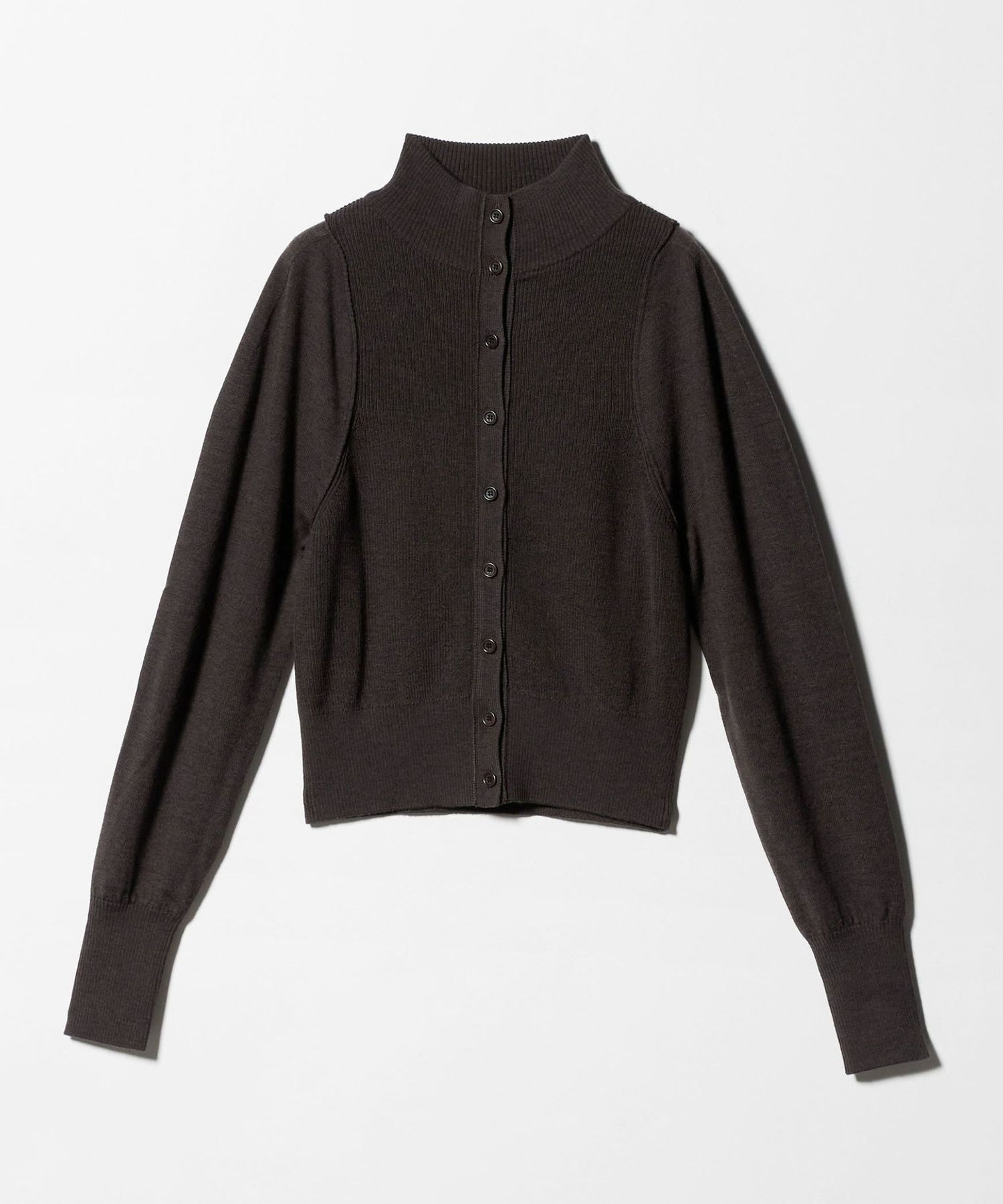 AMOMENTO＞BLOCKING BOTTON UP CARDIGAN/カーディガン