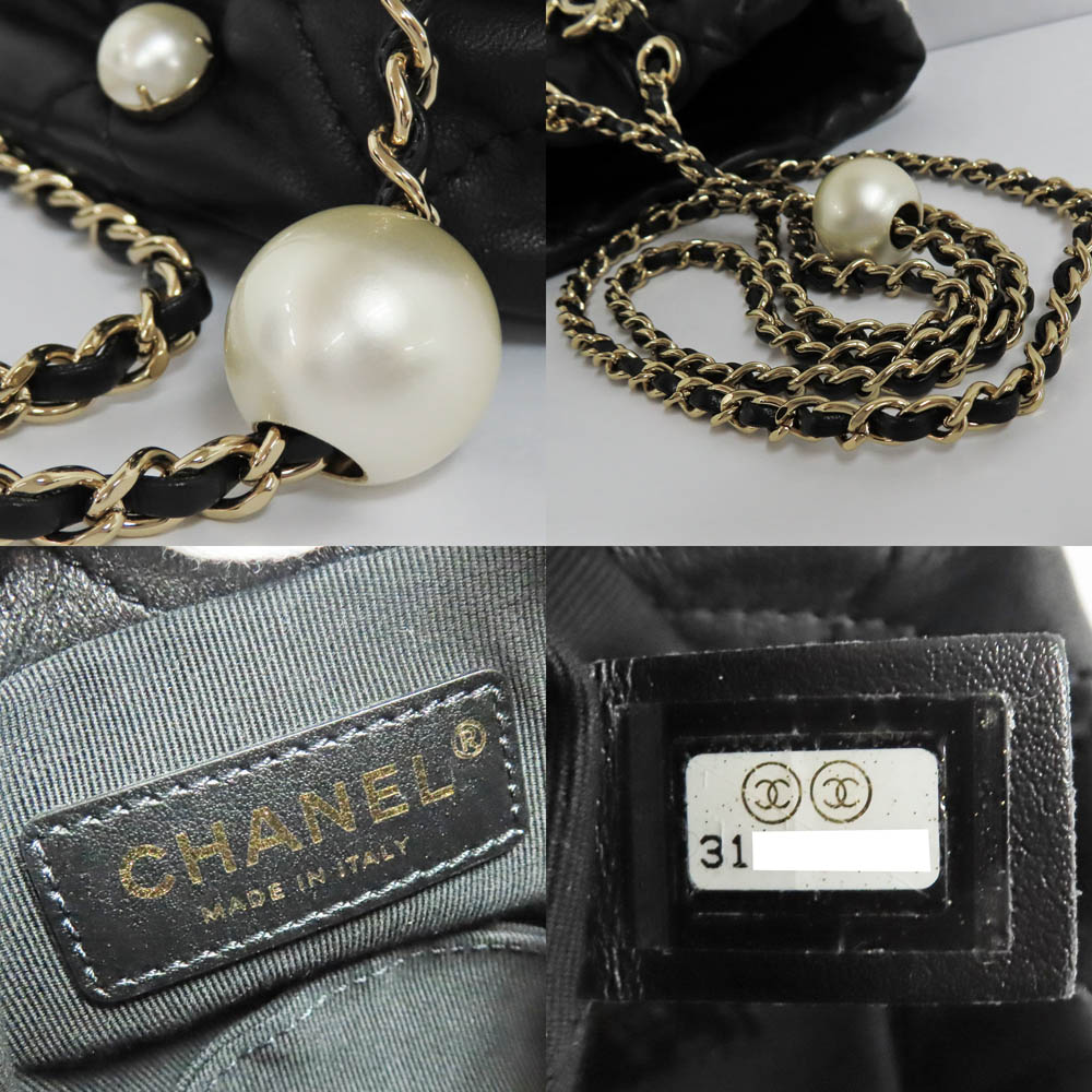 名古屋】【CHANEL】シャネル チェーンポーチ フェイクパール ブラック