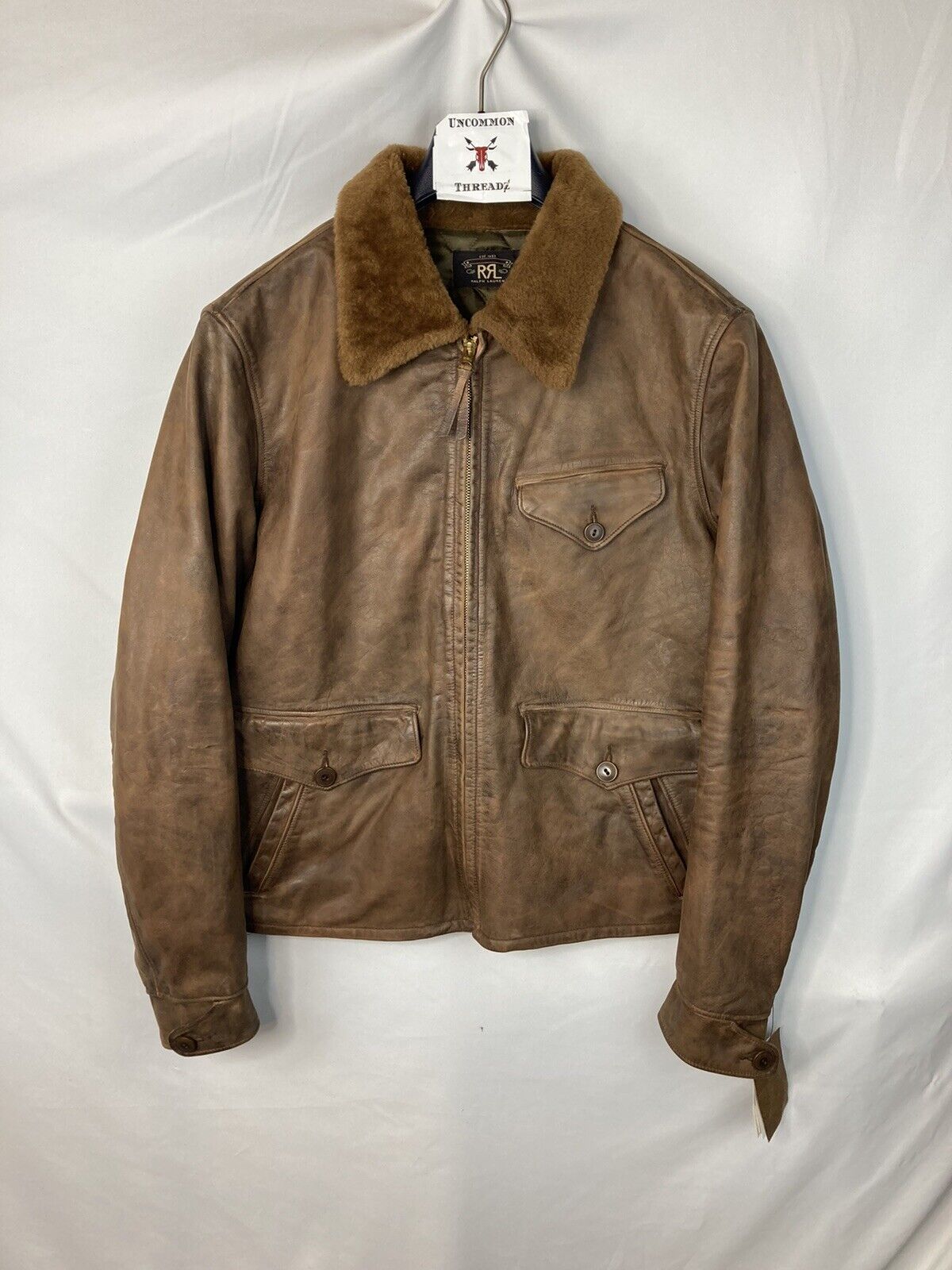 RRL Double RL Ralph Lauren Tan Brown Shearling Leather Jacket