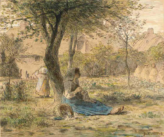 In the garden, 1862 - Jean-Francois Millet - WikiArt.org