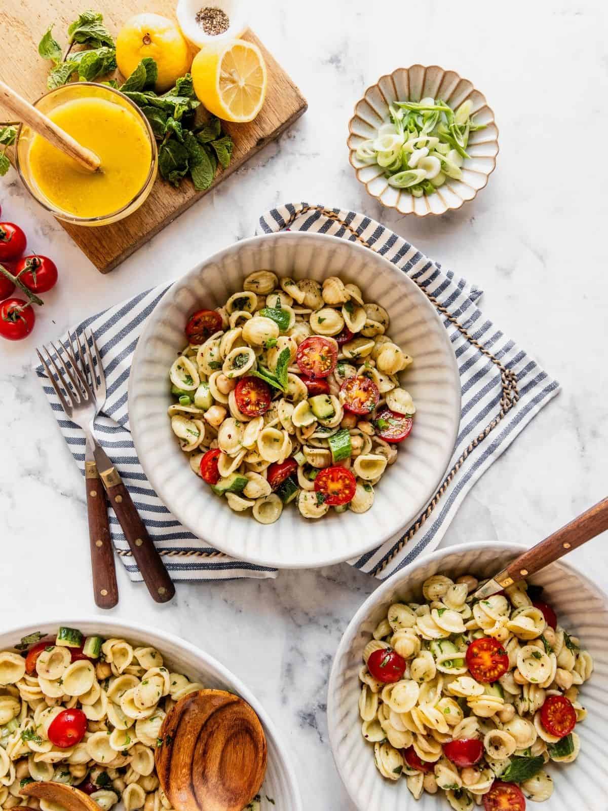 Mediterranean Chickpea Pasta Salad - Urban Farm and Kitchen
