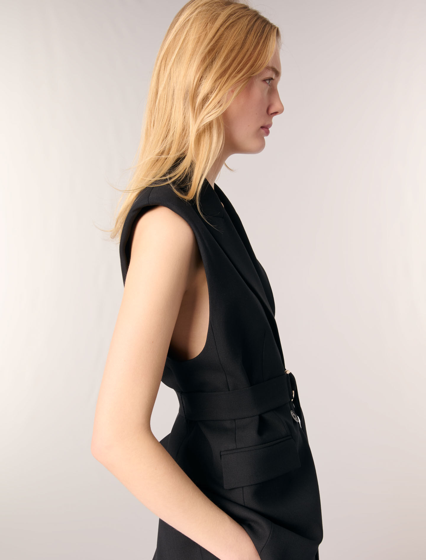 Sleeveless suit jacket Black / Gray For Women | Maje