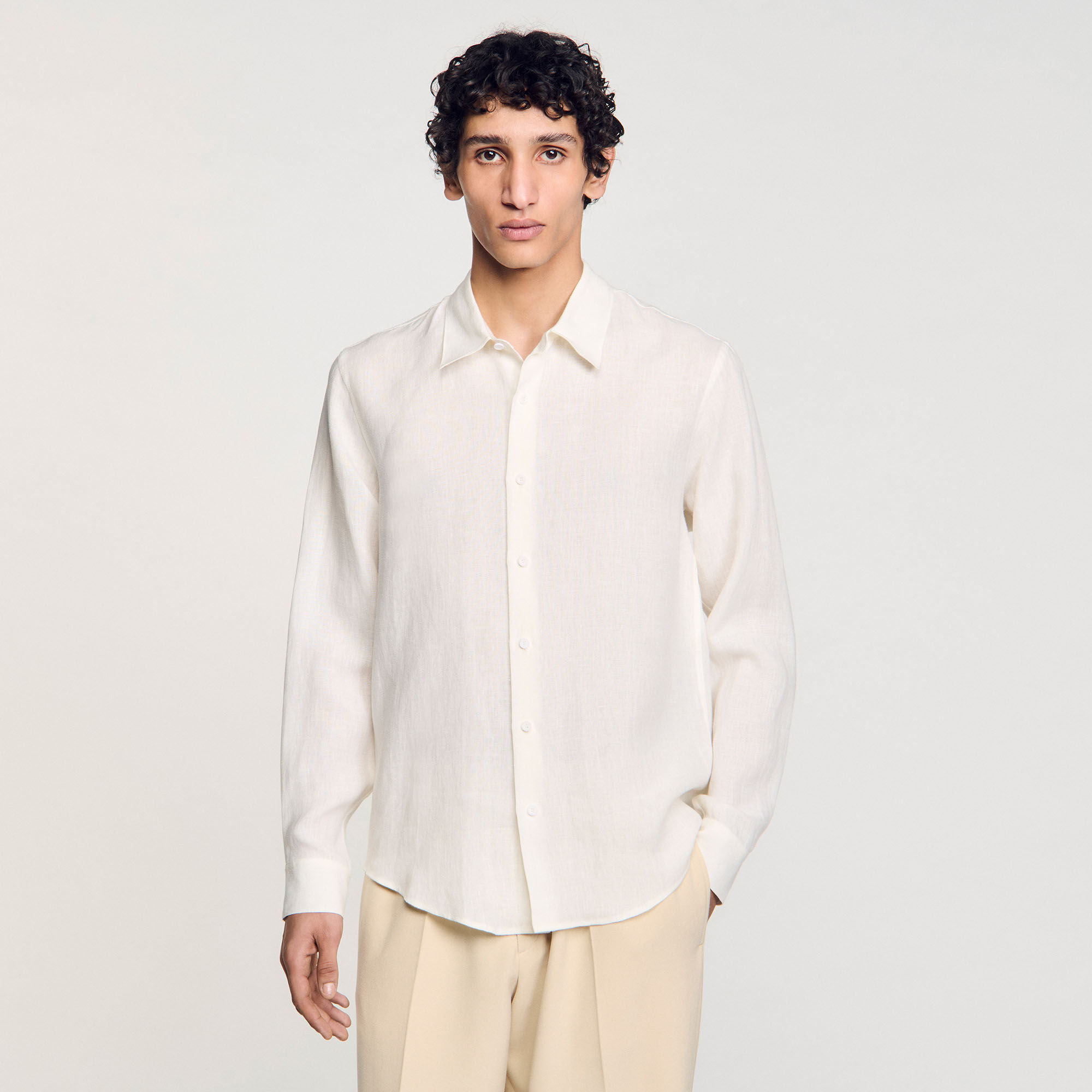 Linen shirt in Ivory. for Men | Sandro Paris