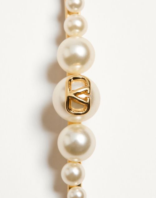 Vロゴ シグネチャー メタル X パール ヘアクリップ for ウィメンズ
