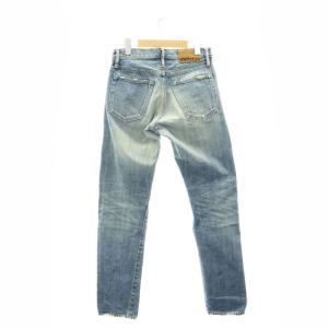 スタッズ デニムパンツ ジーンズ ストレート ダメージ加工 XXS 青