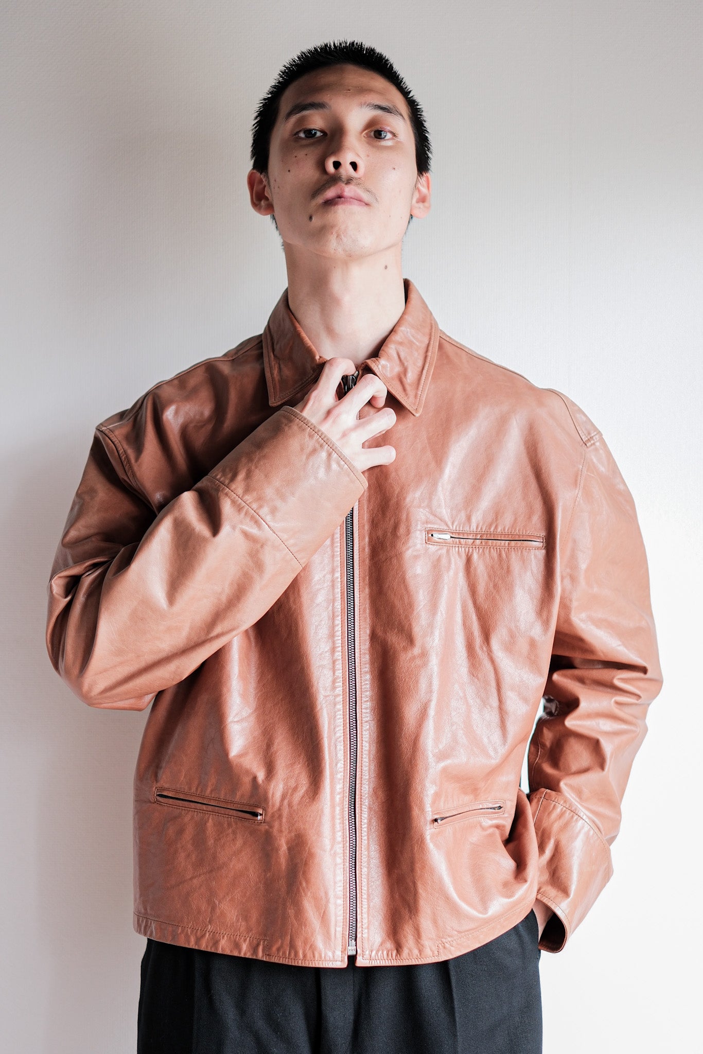 90's] Old JIL SANDER Leather Jacket Size.48