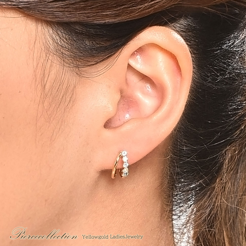 アクセサリーのプレゼント K18YG ブルートパーズ フープピアス 18金