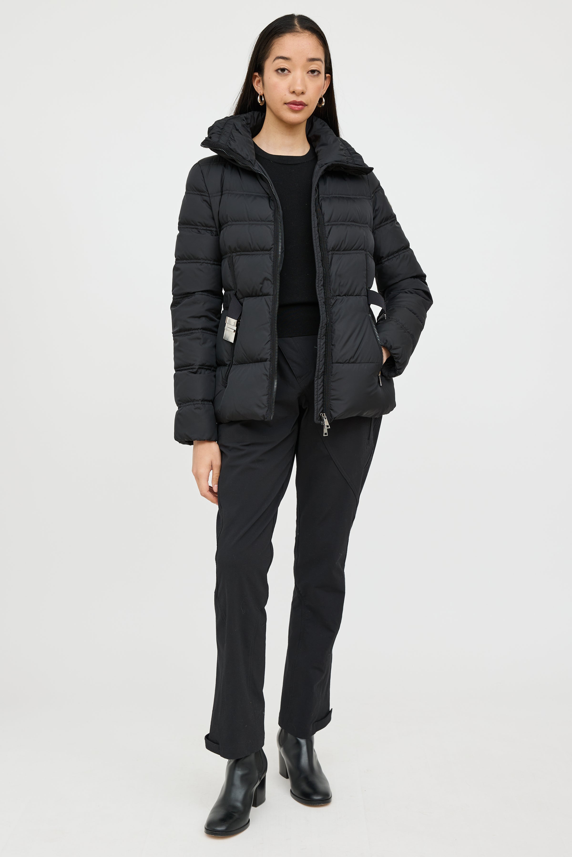 Moncler // Black Alouette Down Belted Jacket – VSP Consignment