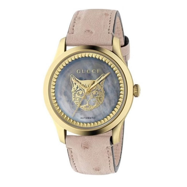Gucci G Timeless Skeleton 16K Gold Mother of Pearl Dial Pink