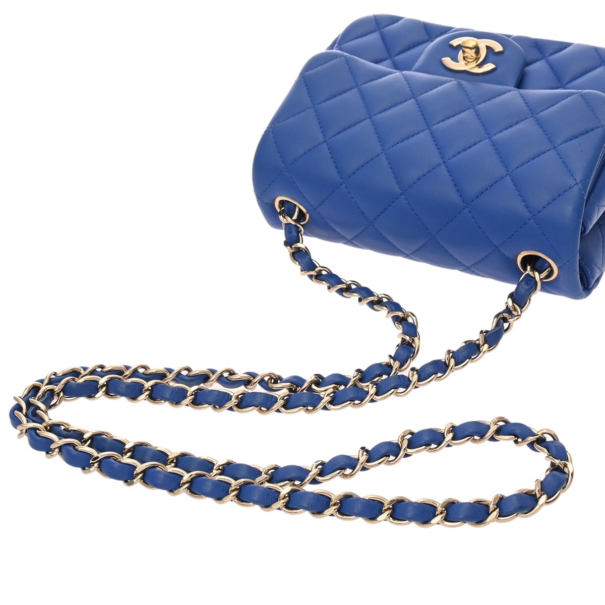 シャネル マトラッセ ミニフラップバッグ 17 ブルー A35200 ラムスキン