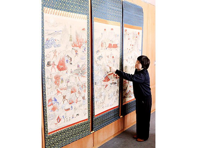 真作/百華/田家雪景図/布袋屋掛軸HC-987 真作/百華/田家雪景図/布袋屋