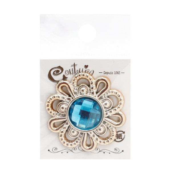 手芸パーツ 『ビジューセンターパーツ 1個入り 40mm×40mm スカイブルー