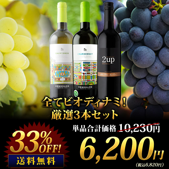 全てビオディナミ！厳選3本セット 送料無料 赤ワイン 白ワインセット