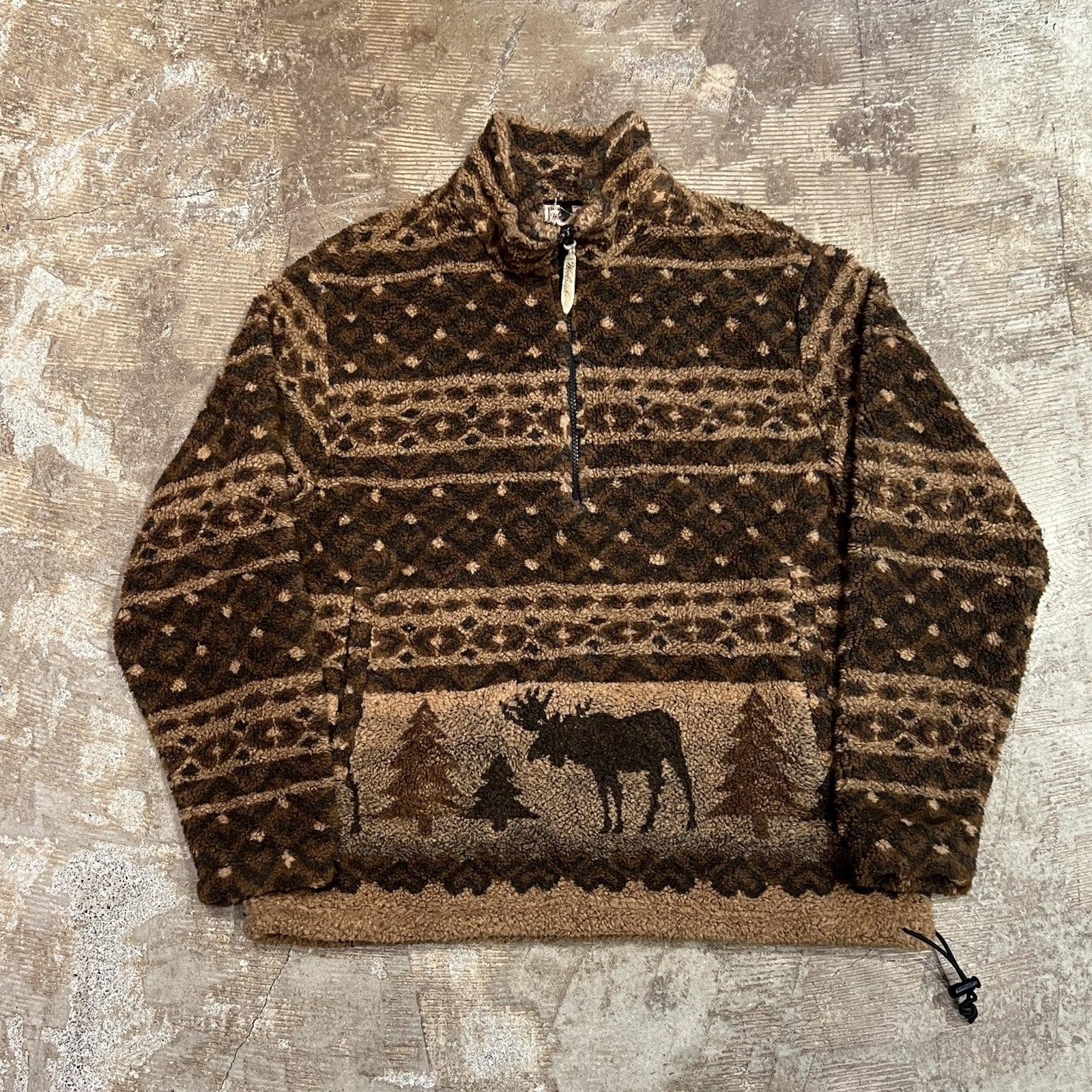 90s woolrich USA製 ボアフリースハージップジャケット トナカイ柄