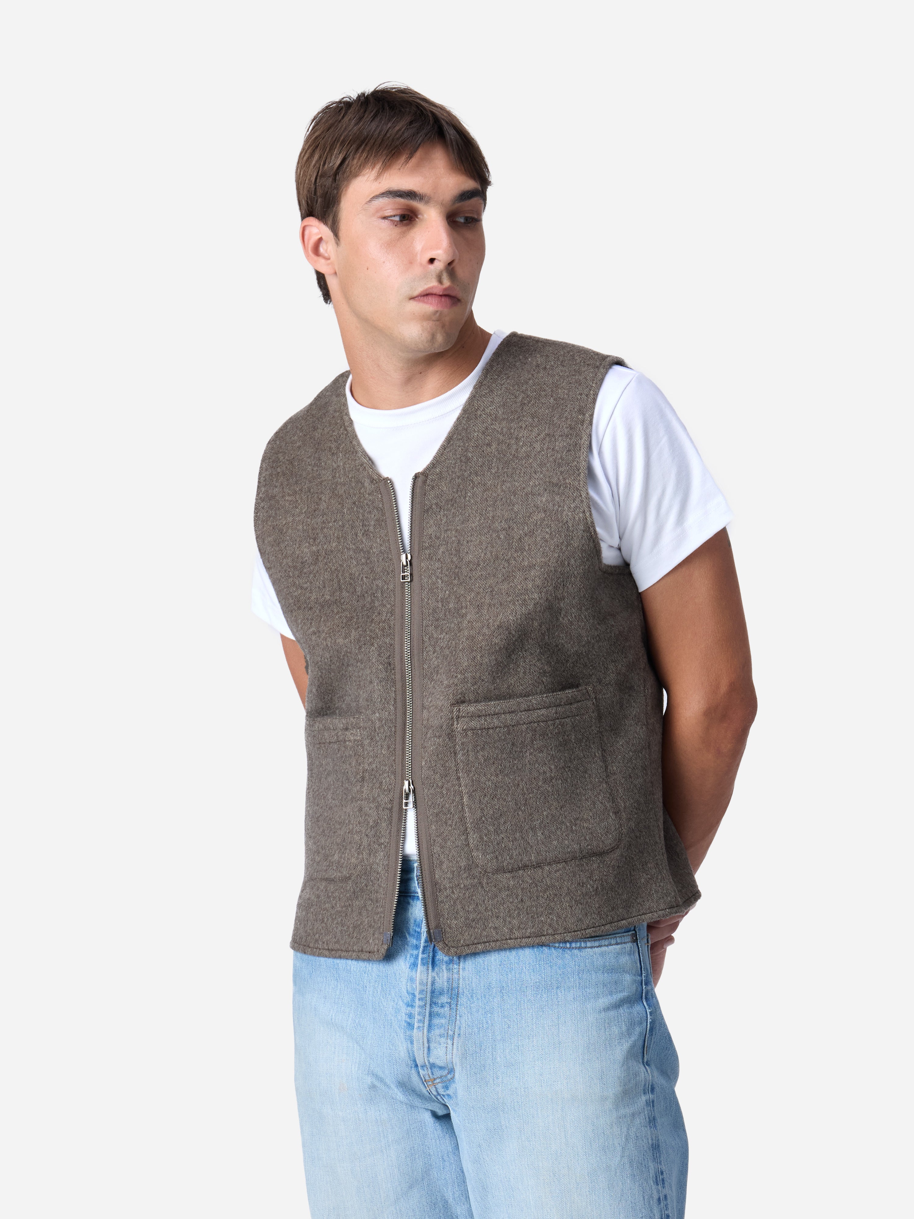 Zip Vest ~ Tobacco Wool/Cashmere – 3sixteen