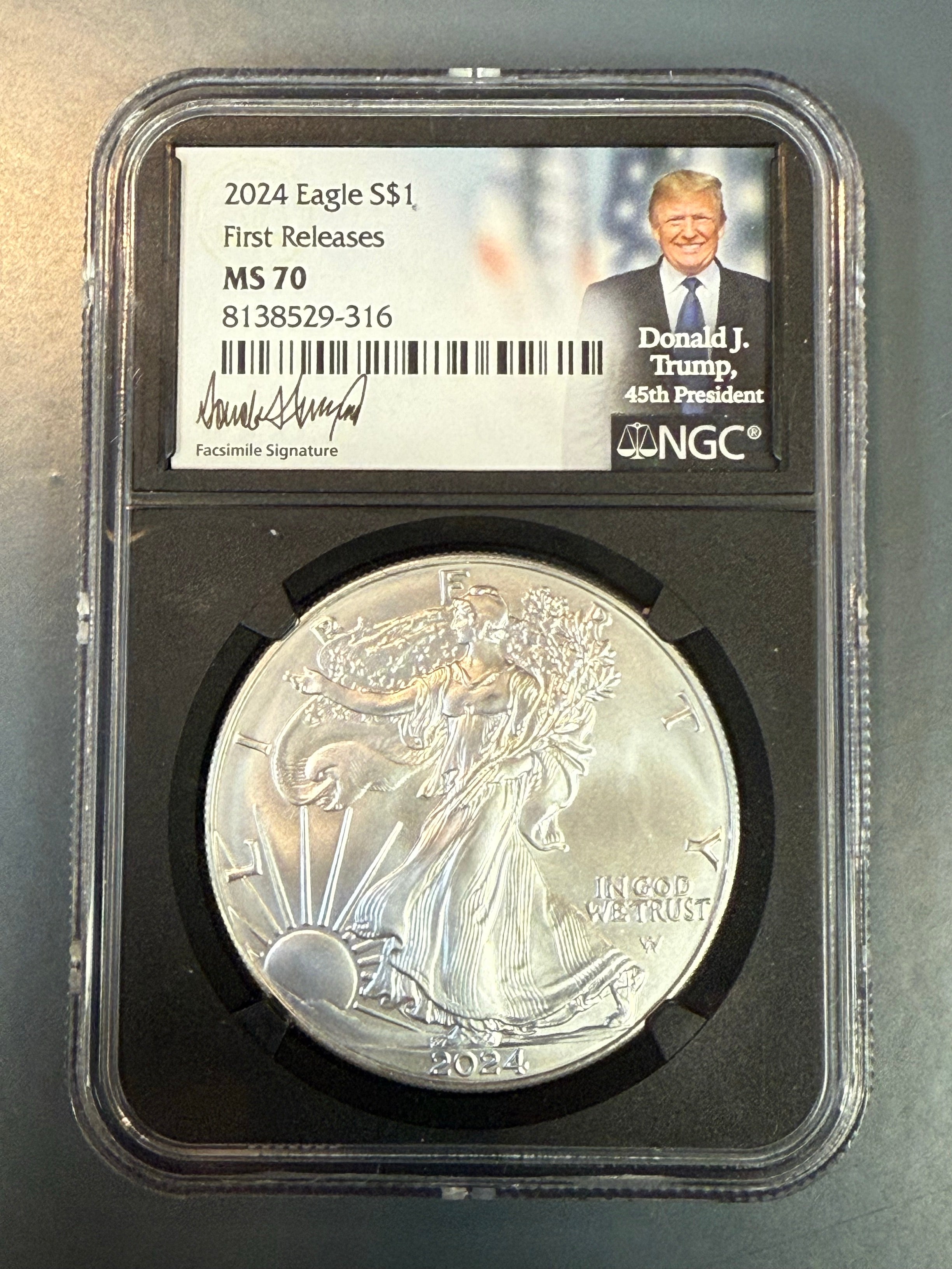 2024 Silver Eagle Donald J. Trump Signature Label - First Releases