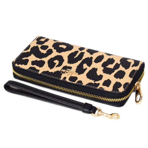 COACH】コーチ 長財布 レオパード ヒョウ柄 アニマル レザー ロゴ