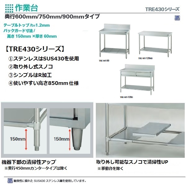 タニコーTRE-WT-30|作業台 バックガードあり|作業台|作業機器・板金類