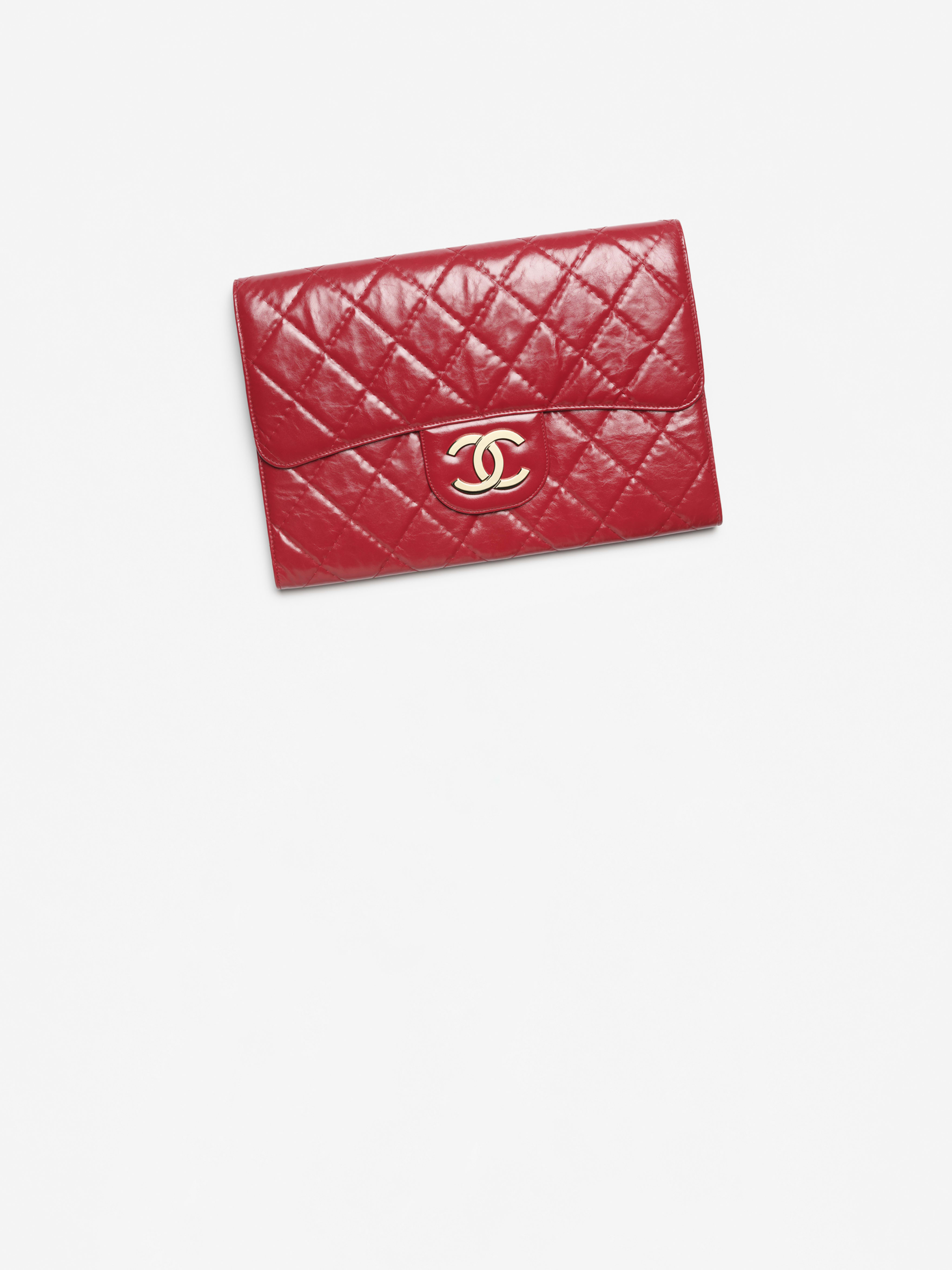 ラージ クラッチ バッグ - シャイニー クランプル カーフスキン