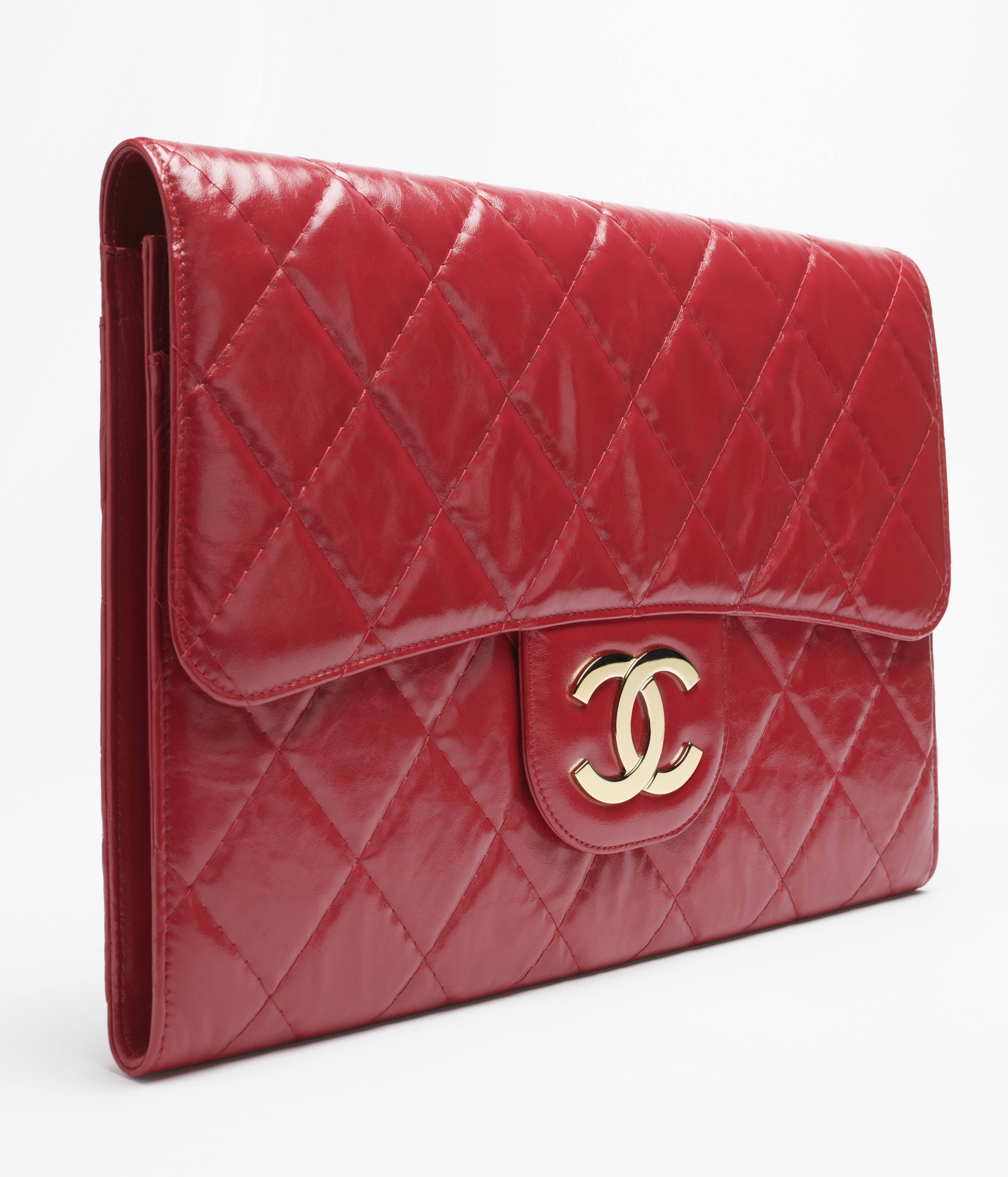 ラージ クラッチ バッグ - シャイニー クランプル カーフスキン