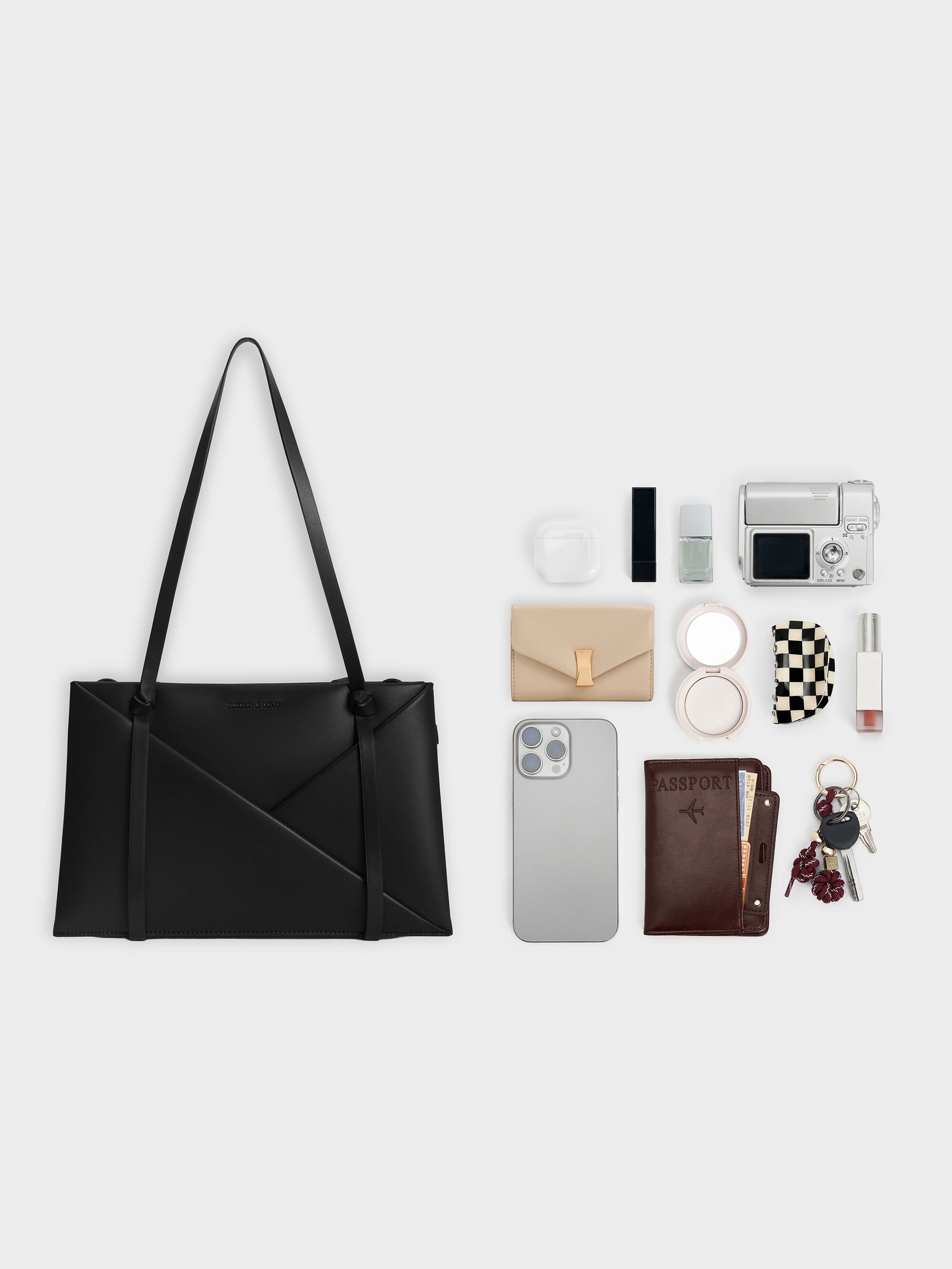 Noir Midori Geometric Tote Bag - Noir - CHARLES & KEITH CA