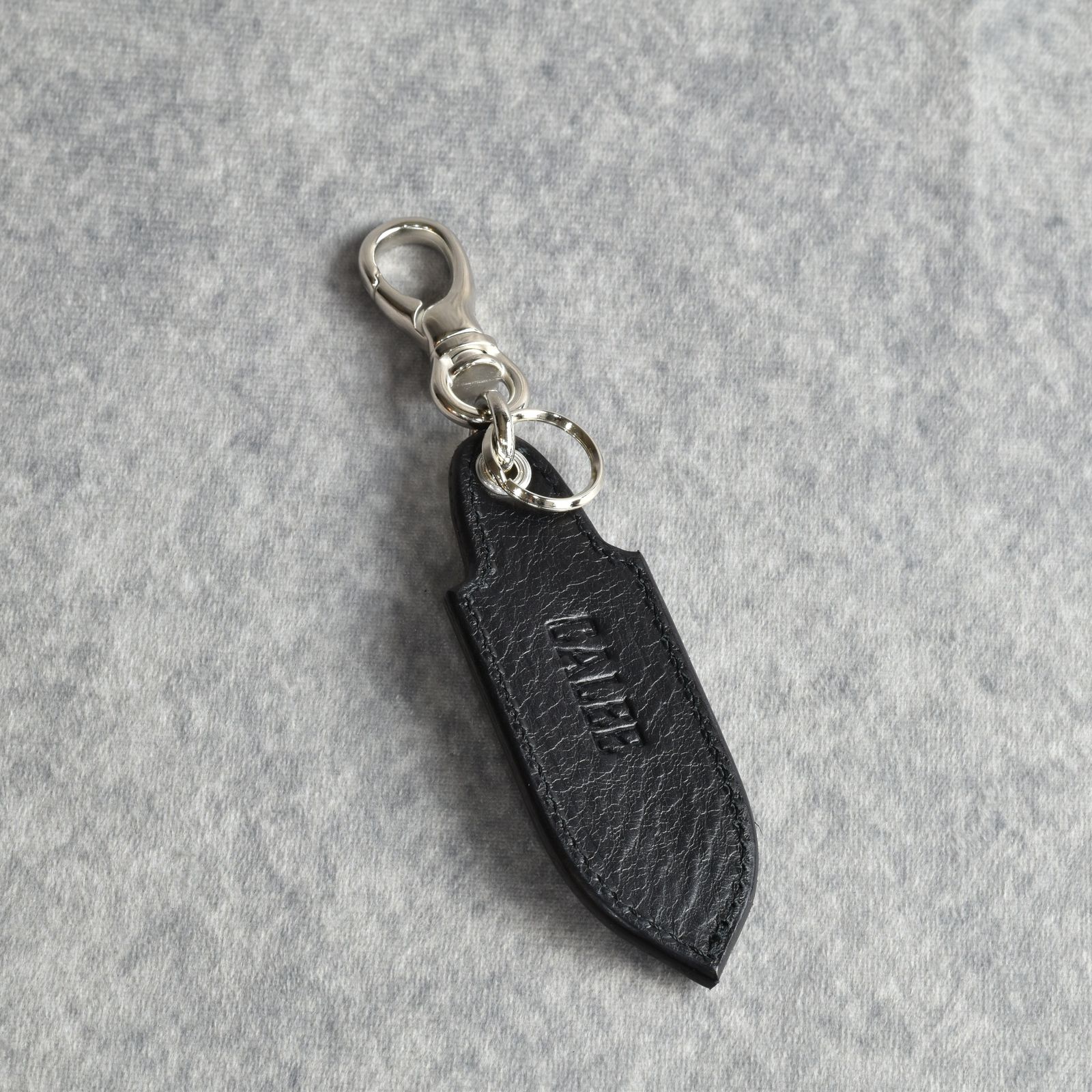 CALEE - STUDS LEATHER KEY RING (BLACK) / スタッズ レザー