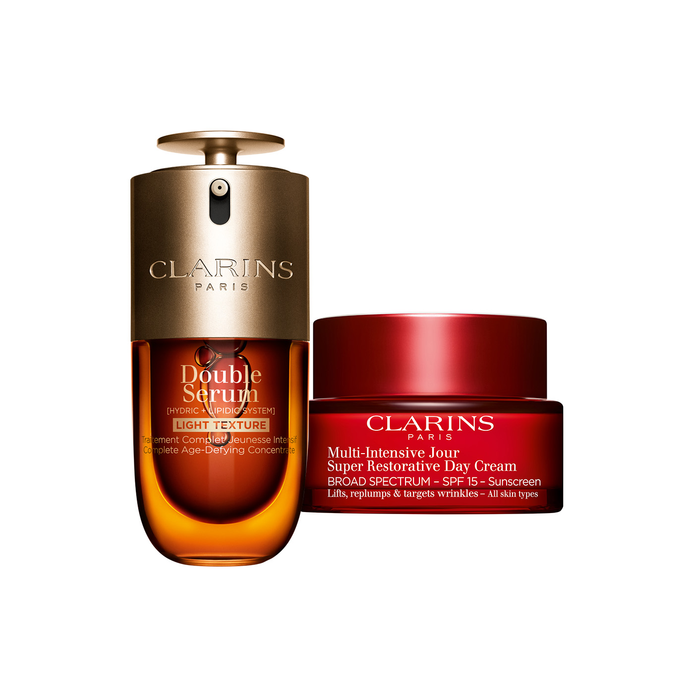 Clarins Super Restorative with SPF Set | 1 Oz. Double Serum Light