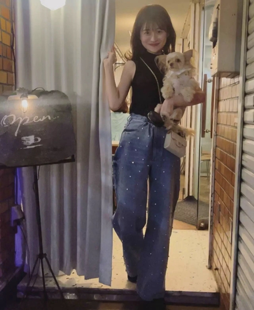 bibiy同型 ハートビジューワイドデニムパンツ 24春夏 デニムパンツ