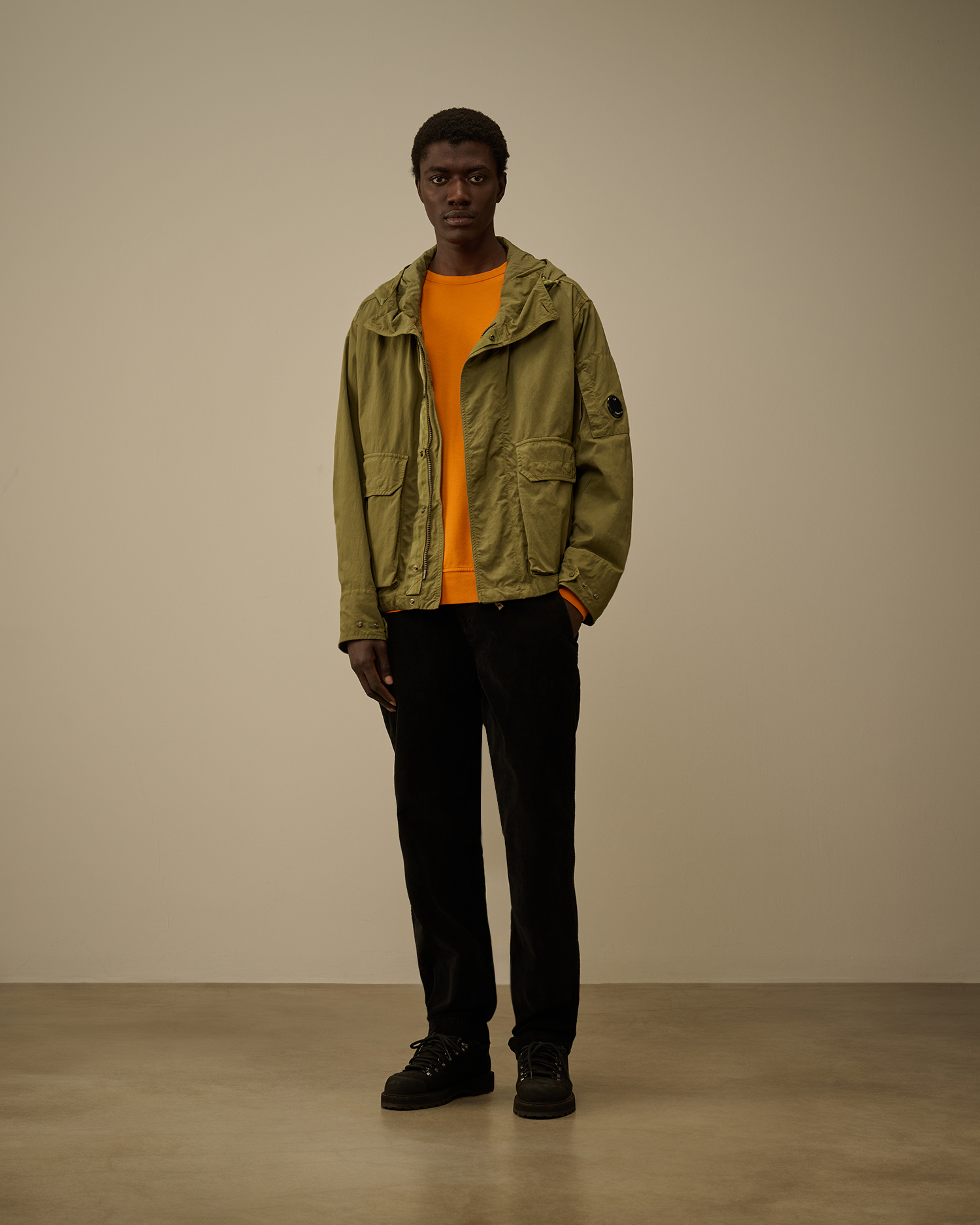 Green Twill Hooded Short Jacket | CPC USCA Online Store