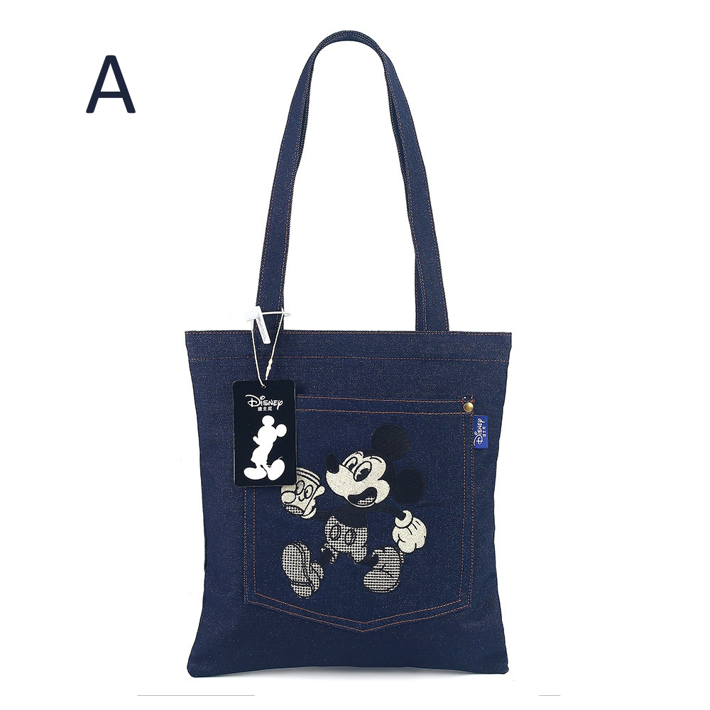 Mickey Mouse embroidered denim shoulder tote bag ミッキーマウス
