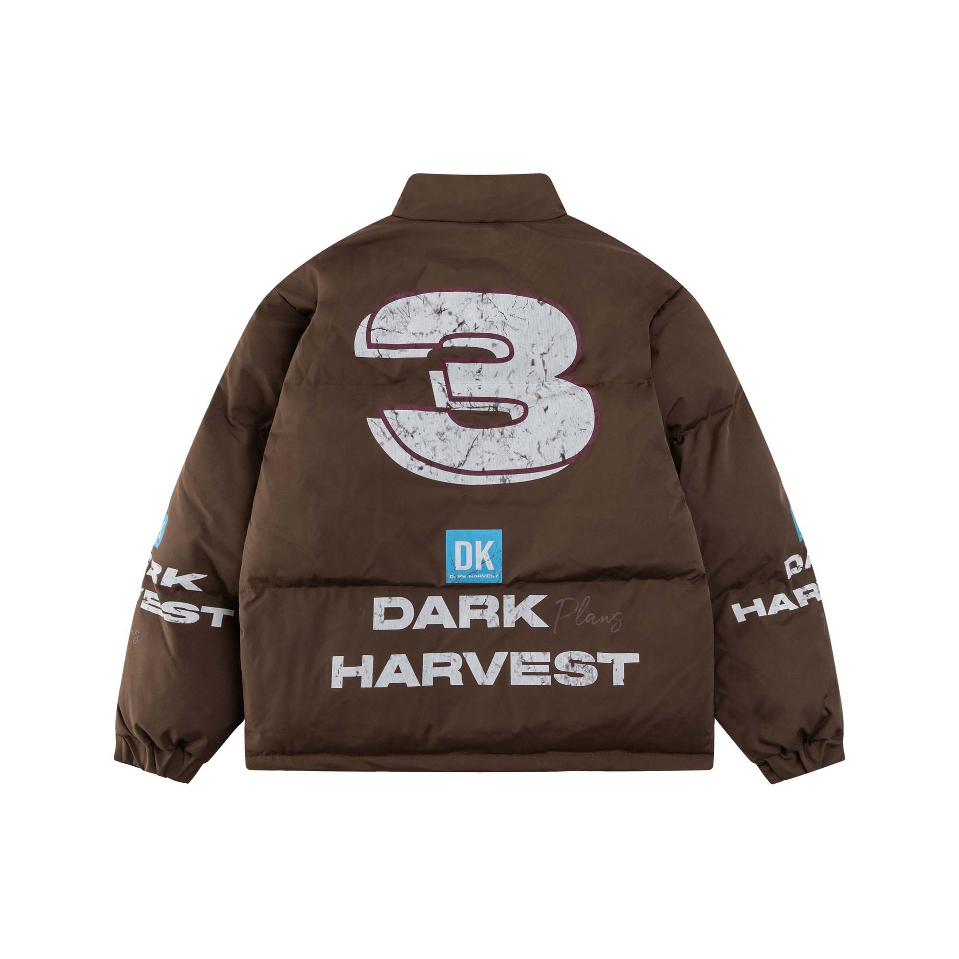 DARK HARVEST Alphabet Print Stand Collar Down Jacket ユニセックス