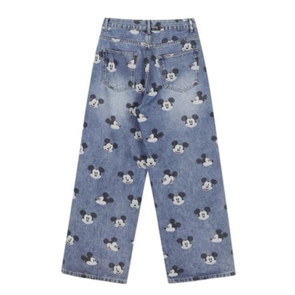Unisex Mickey Graffiti Pint Denim Pants loose straight wide leg