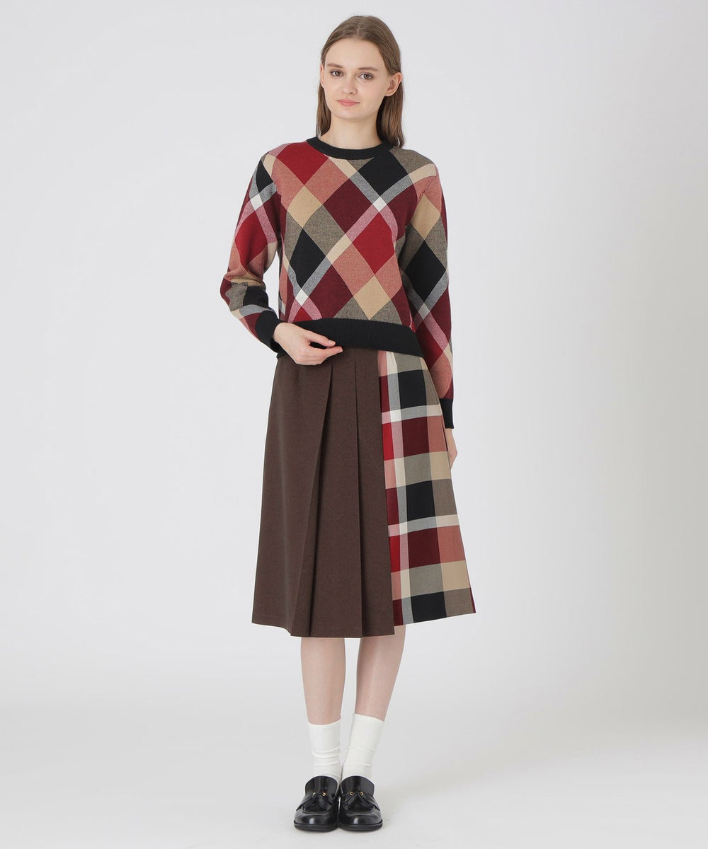 クレストブリッジチェックウーリージャカードプルオーバー（ニット