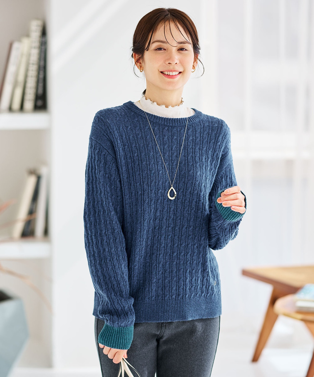 レディース ウール ケーブルニット プルオーバー【手洗いOK】通販