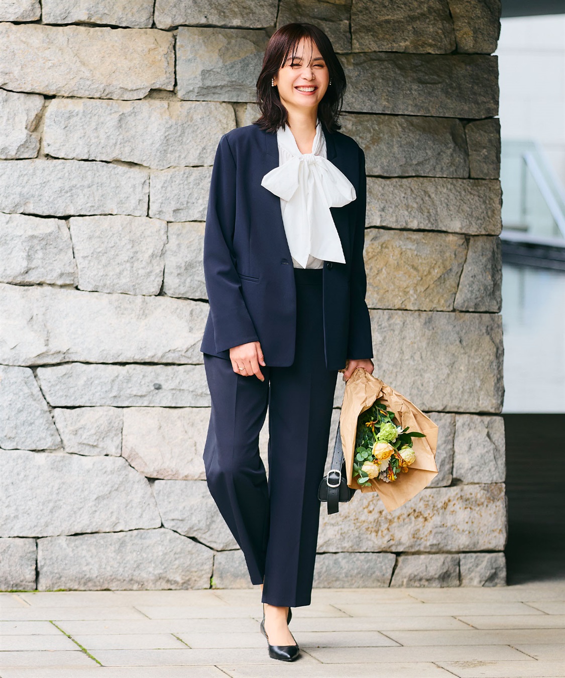 洗える・シワになりにくい》2点セット 正解 ノーカラージャケット