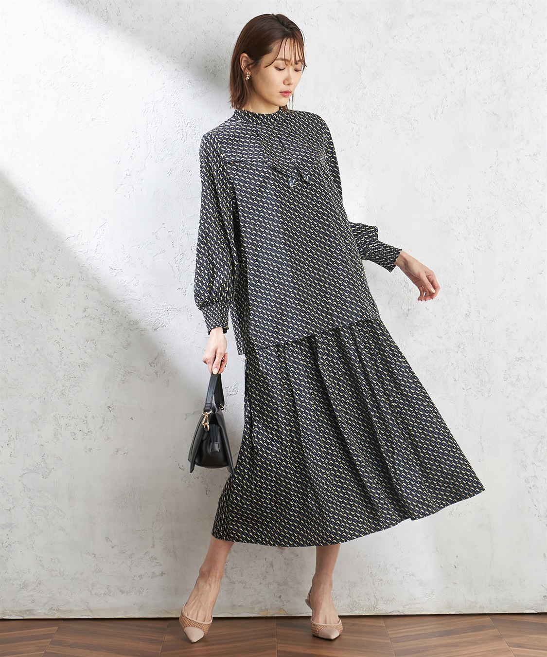 ヴィンテージサテンギャザースカート A/C DESIGN BY ALPHA CUBIC