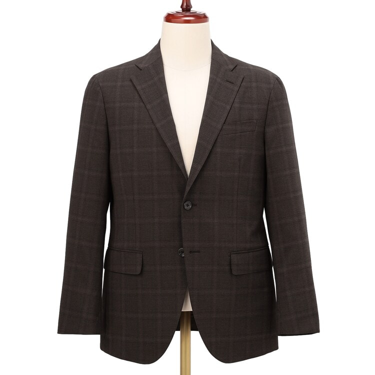 洗える 軽量 ノンアイロンジャケット グレンチェック柄 LES MUES