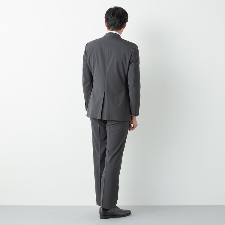 洗える ストレッチ サステナブル 2パンツスーツ グレー ストライプ