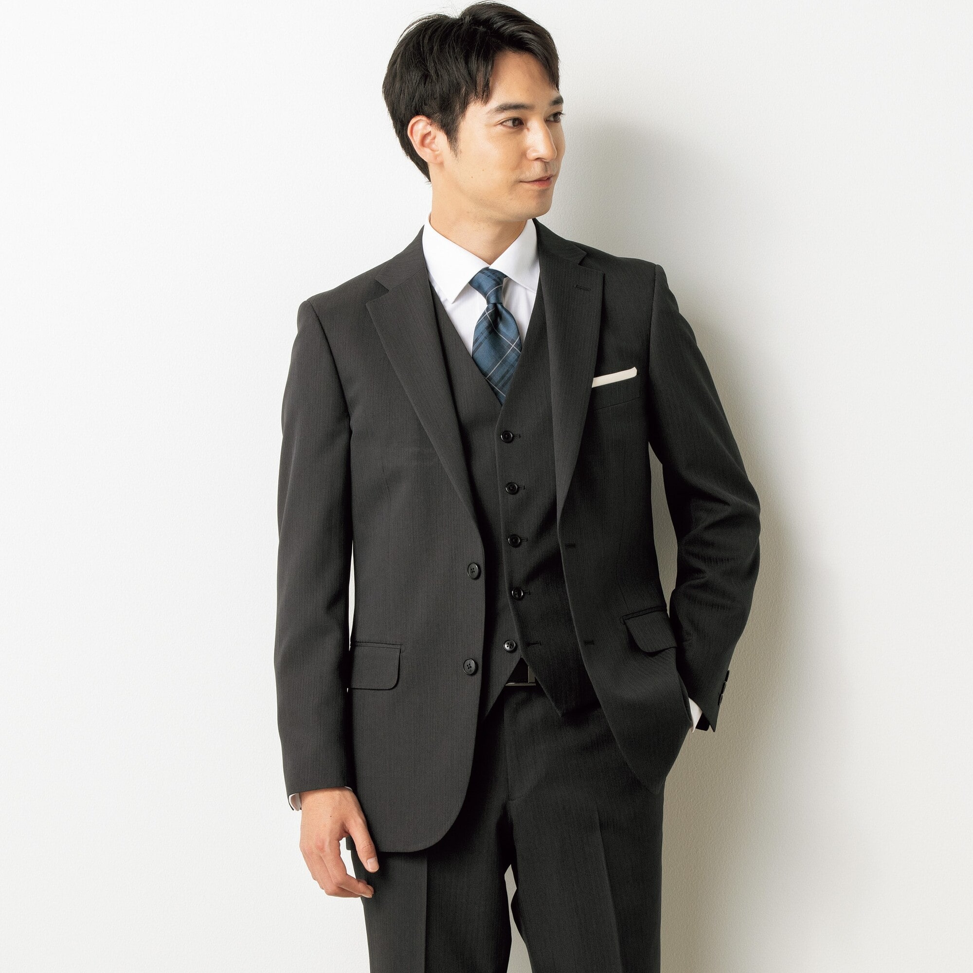 洗える ストレッチ スリーピーススーツ グレーシャドー JOURNAL WORK