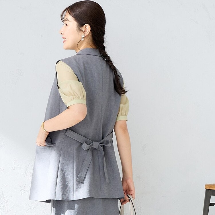 アウトレット】360°キレイ 2Wayストレッチ ベスト グレー セットアップ