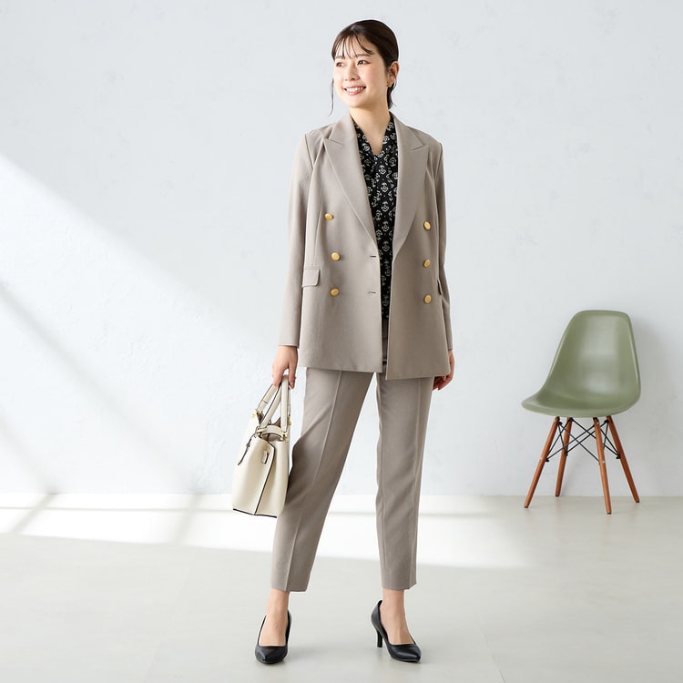 360°キレイ 2Wayストレッチ ダブルジャケット ベージュ セットアップ