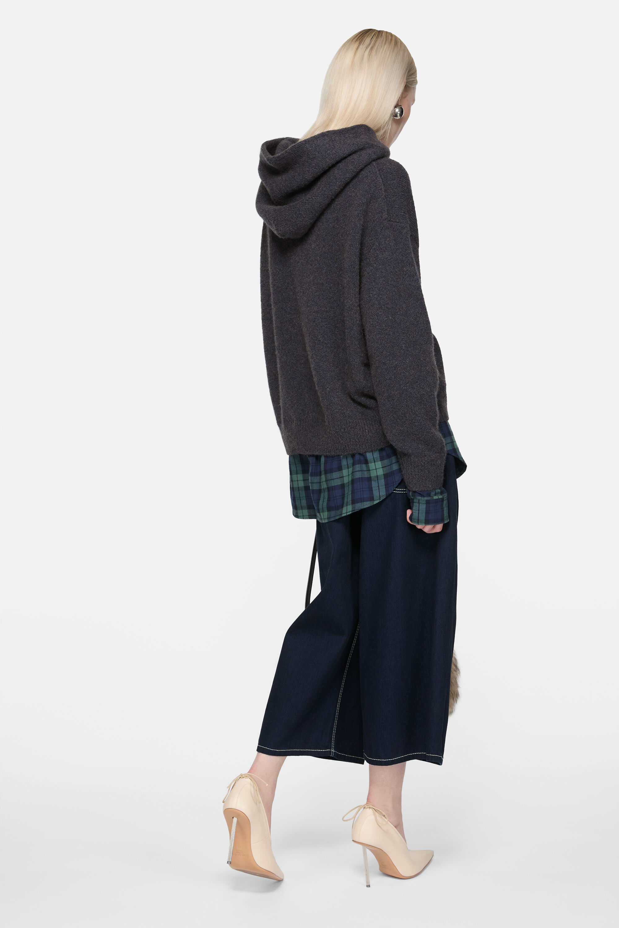 Acne Studios - レイヤードウールフーディ - グラファイトグレー