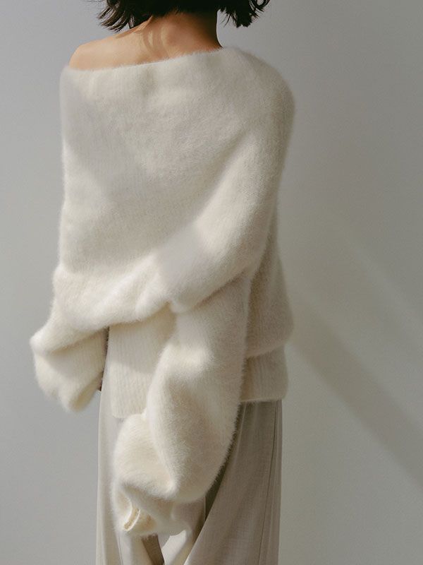 ETRE TOKYO - 2WAYルーズネックニットプルオーバー - WHITE | ADDICT